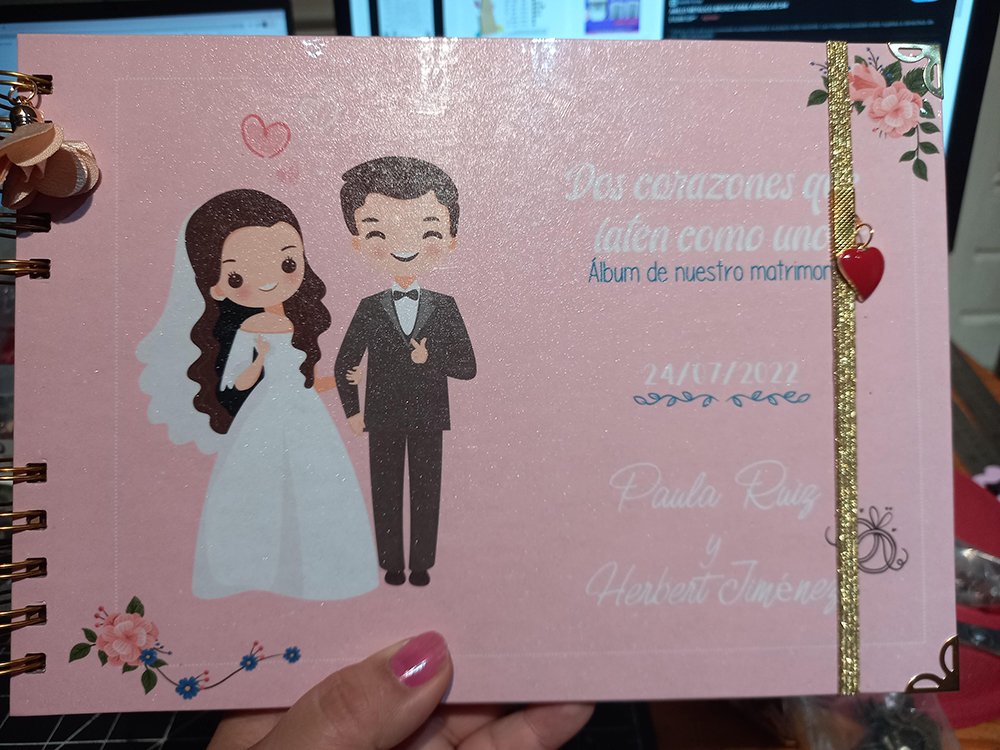 Ãlbum FotogrÃ¡fico para novios con hojas blancas, opalina 200 grs.